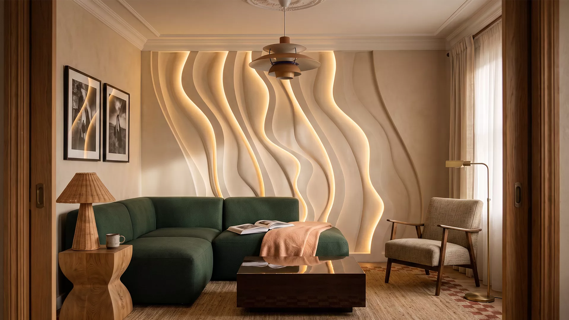 3D Дизайнерская панель из гипса ПАННО CASCADA 2970х2400 7,13 м²
