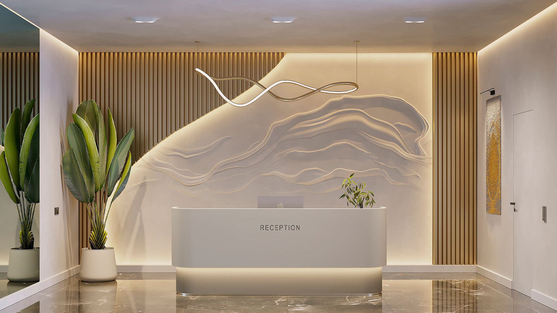 3D Дизайнерское панно из гипса EFIRIUM 1800х4200 мм, 7.56 м2