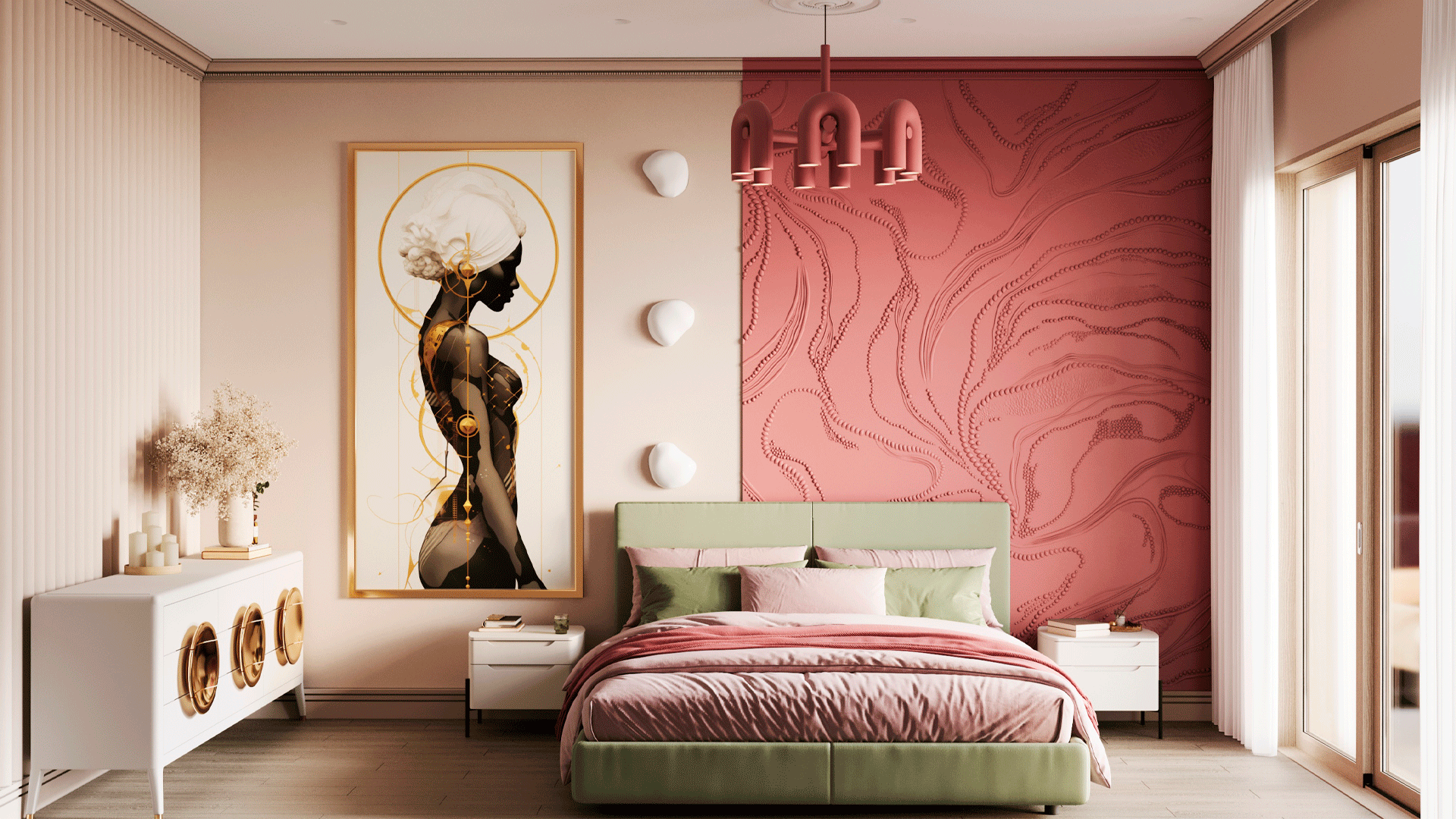 3D Дизайнерская панель из гипса ПАННО PEARLS 2400х1800