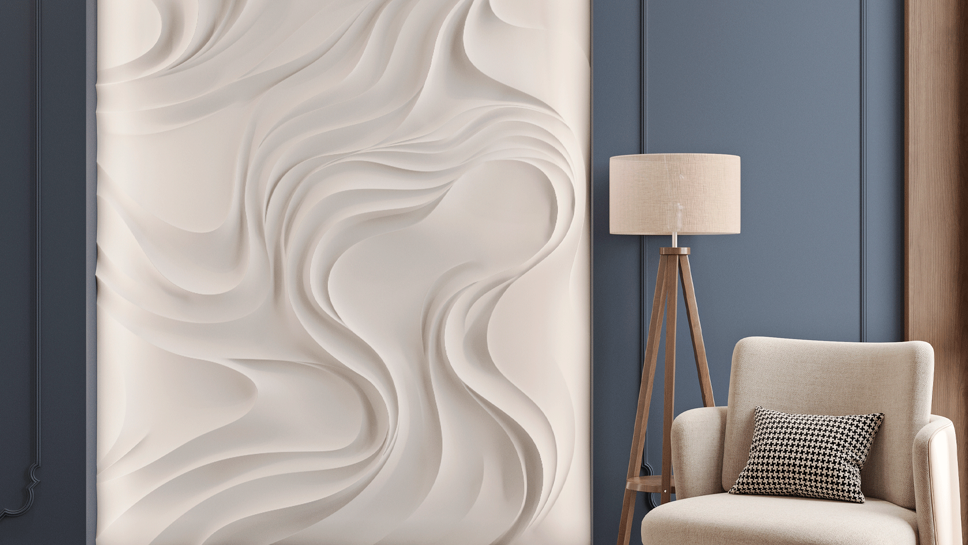 3D Дизайнерское панно из гипса MISTERIO, 3600x1800 мм, 6,48 м2