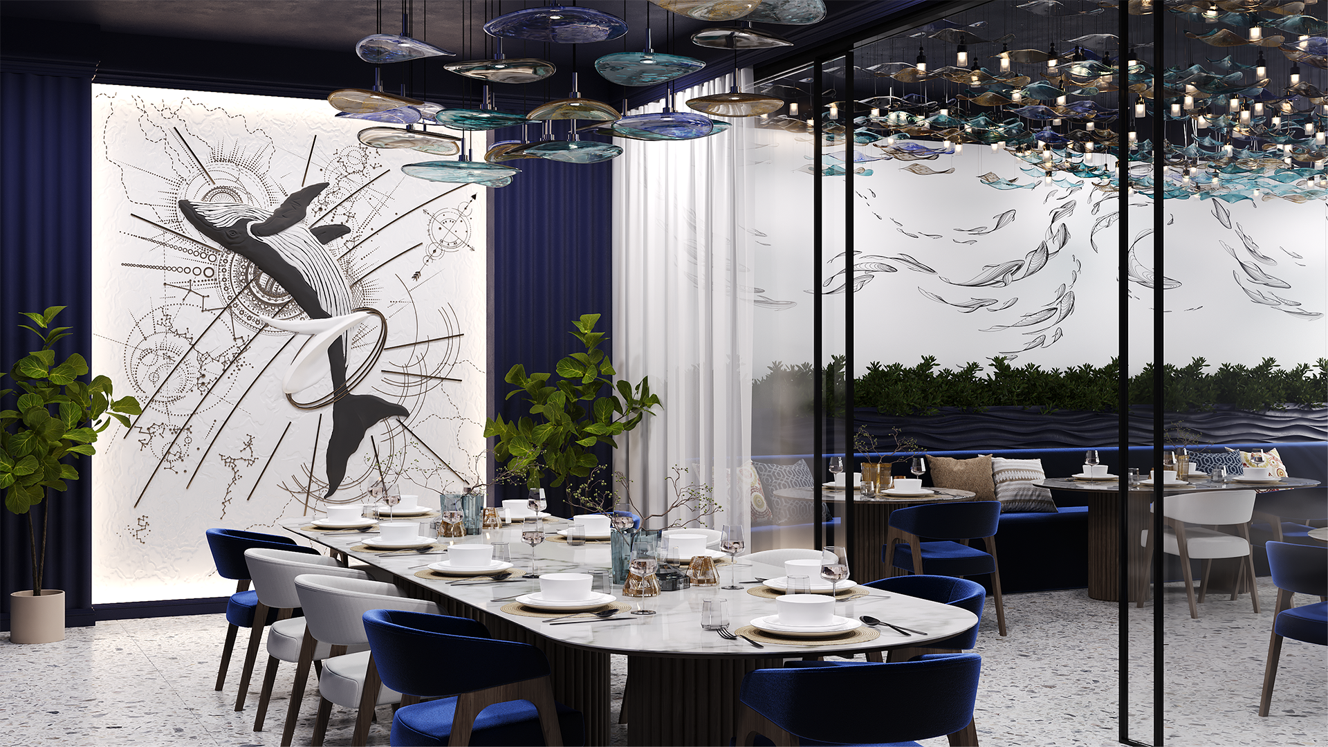 3D Дизайнерское панно из гипса LEVITATION 3000x2400 мм, 7.2 м2