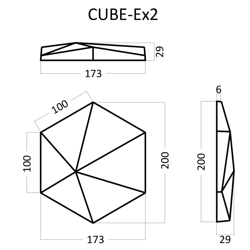 3D Дизайнерская панель из гипса CUBE-Ex2 PLATINUM МАТОВЫЕ 200x173x29 мм, 0.026м2, 38,5 шт. в 1 м2