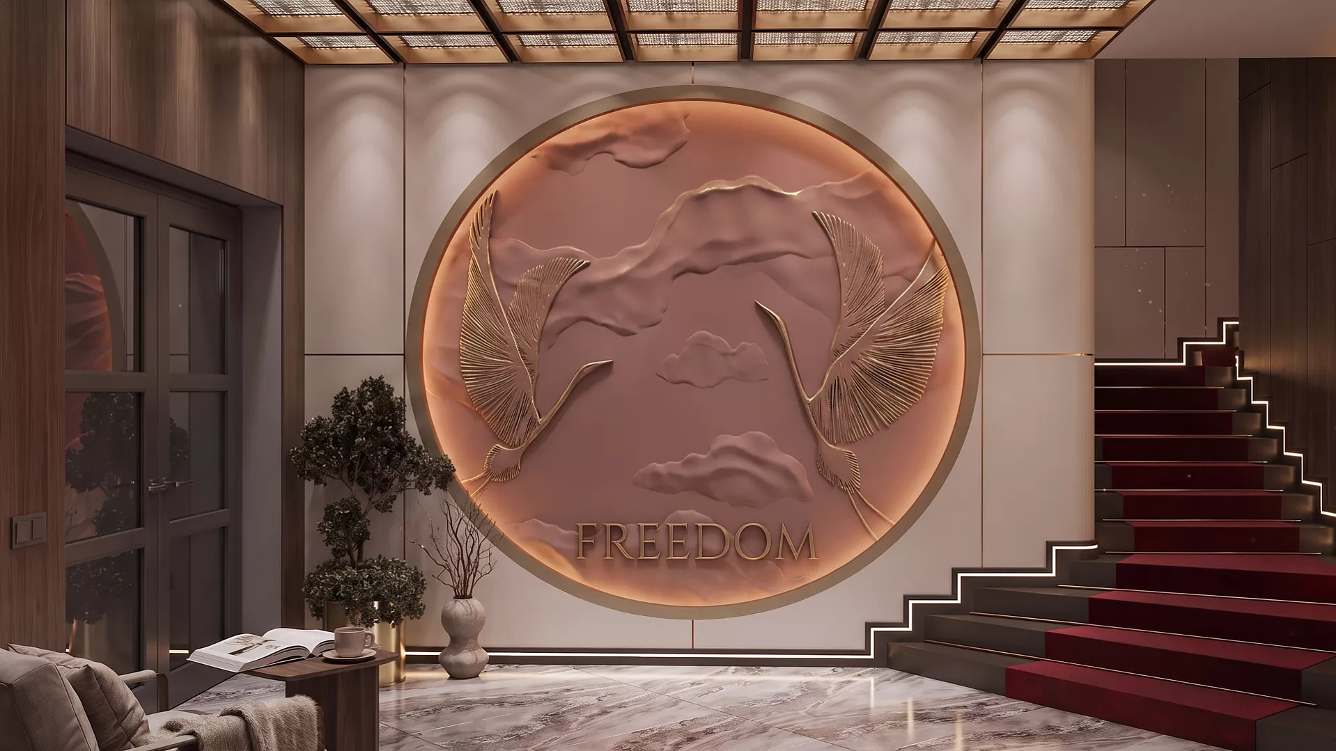 3D Дизайнерская панель из гипса ПАННО FREEDOM 3000х4200х34 12,6 м²