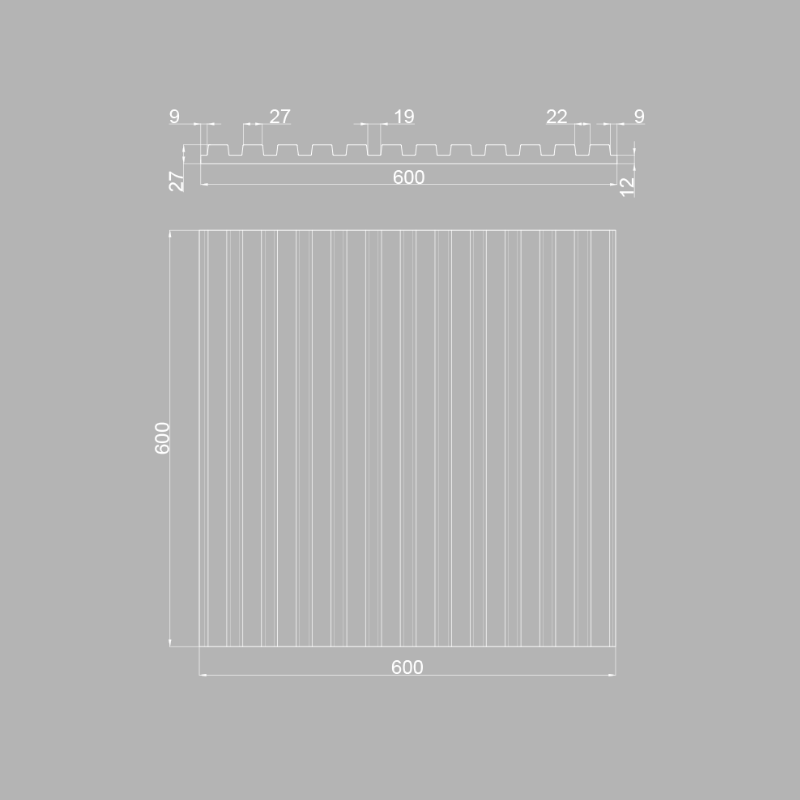 3D Дизайнерская панель из гипса PARALINE 1 600x600 мм, 0.36 м2