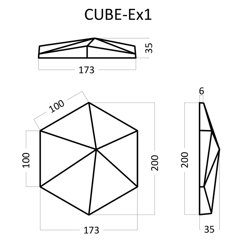 3D Дизайнерская панель из гипса CUBE-Ex1 PLATINUM МАТОВЫЕ 200x173x35 мм, 0.026м2, 38,5 шт. в 1 м2