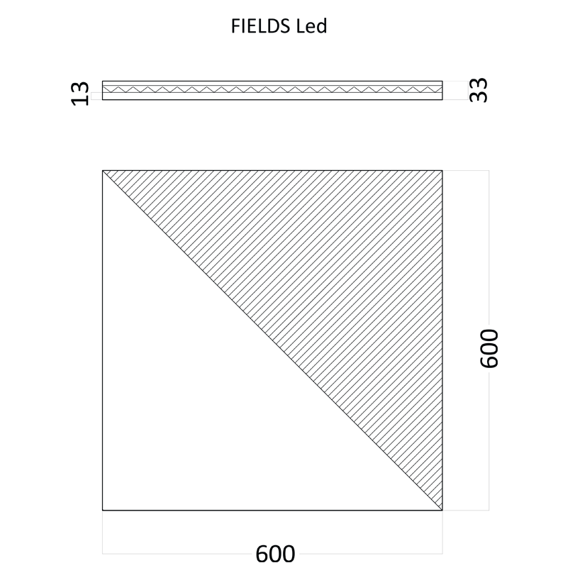 3D Дизайнерская панель из гипса FIELDS LED (нейтральный свет) , 600х600мм, 0.36 m2