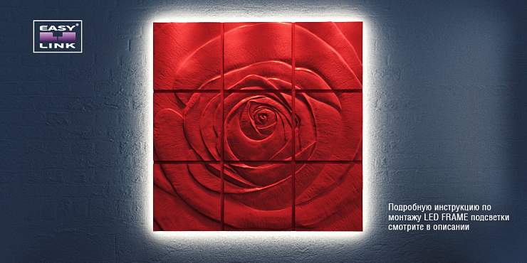 3D Дизайнерское панно из гипса ROSE PLATINUM ГЛЯНЕЦ 1800x1800мм, 3.24м2