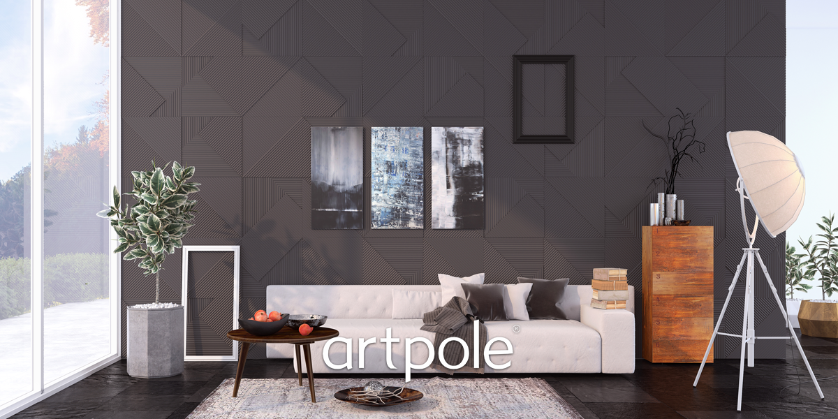 3D Дизайнерская панель из гипса FIELDS-3, 600х600мм, 0.36 m2