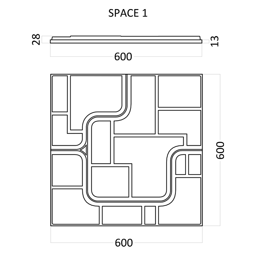 3D Дизайнерская панель из гипса SPACE-1 0.36 m2