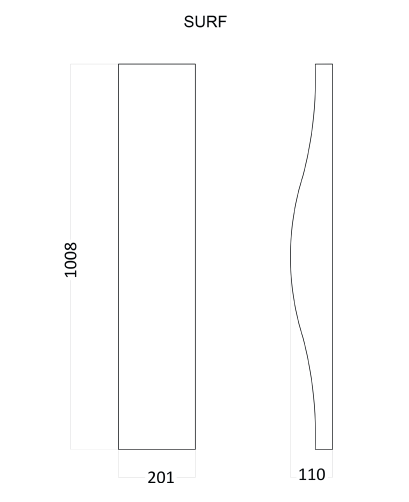 3D Дизайнерская панель из гипса SURF 1008х201х110 мм