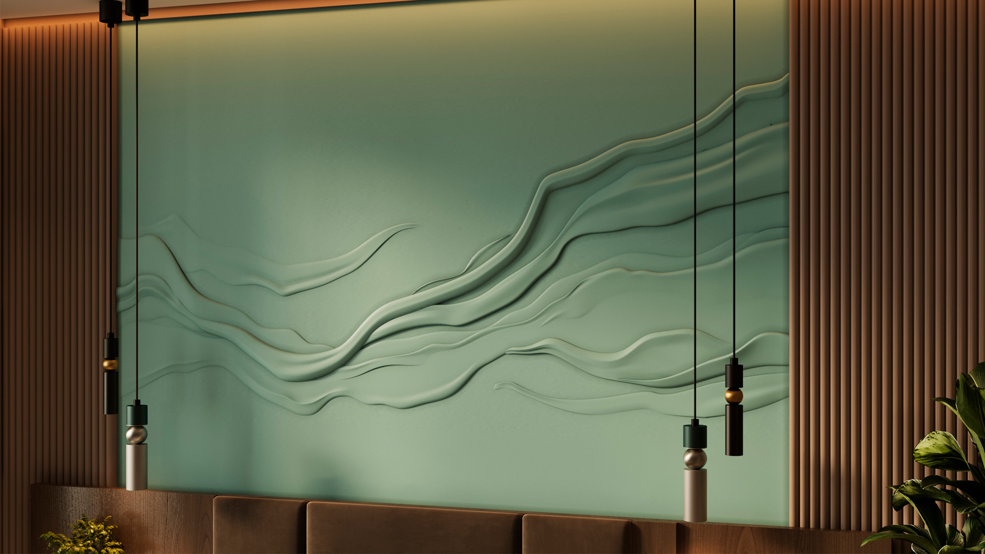 3D Дизайнерское панно из гипса EFIRIUM 1800х4200 мм, 7.56 м2