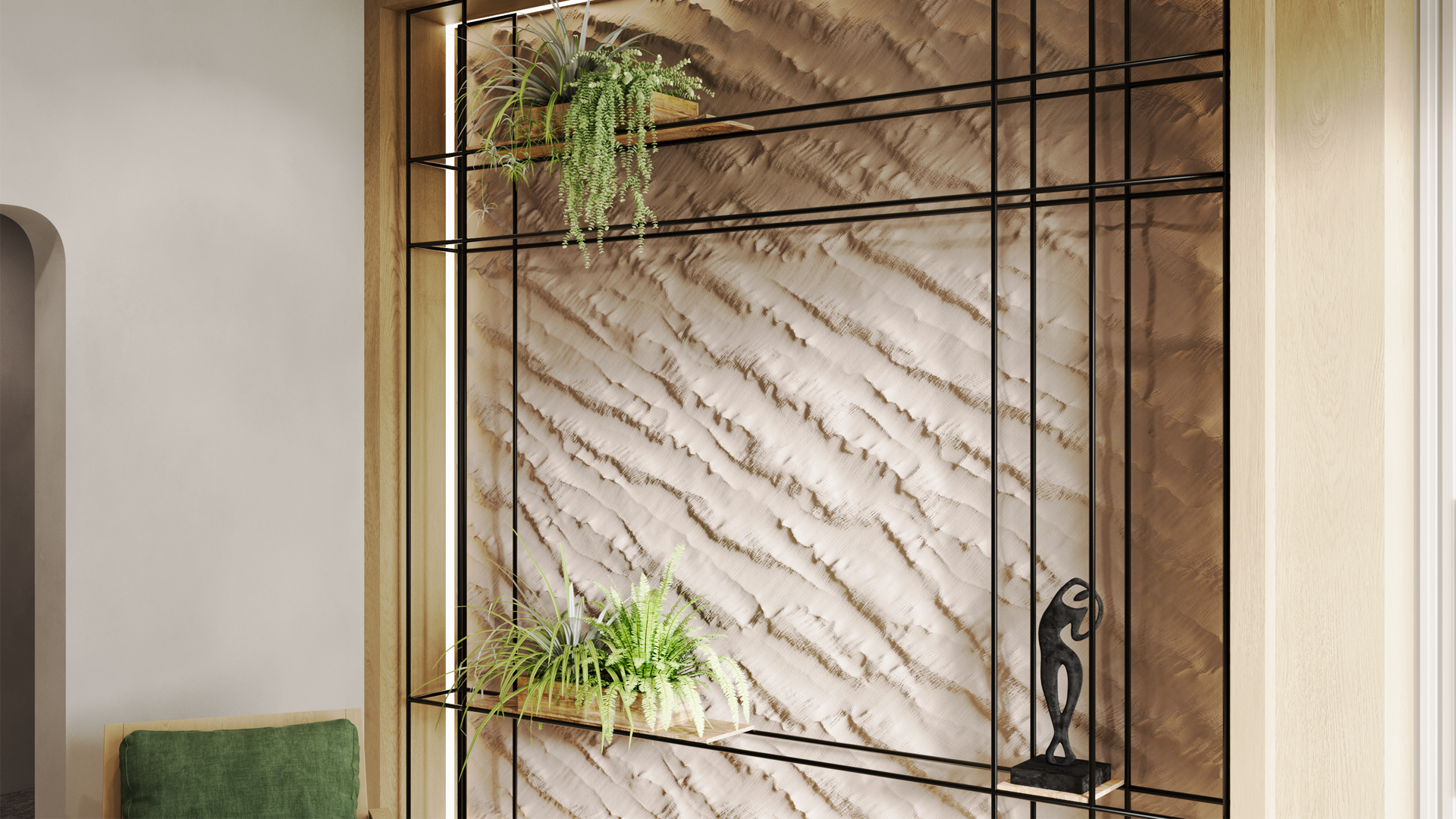 3D Дизайнерское панно из гипса SABBIA 1800х1800 мм, 3.24 м2