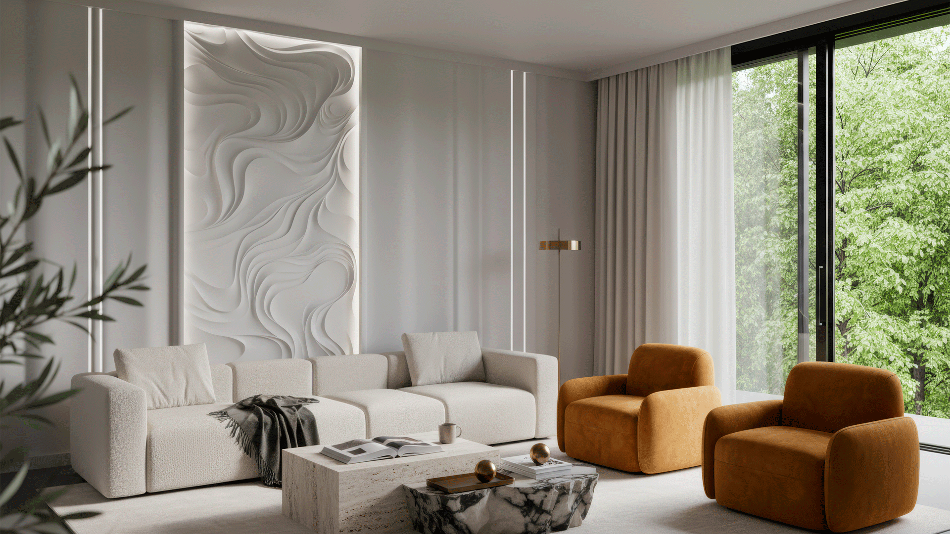 3D Дизайнерская панель из гипса ELION 2 600*600мм, 0,36м2