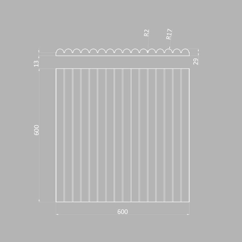 3D Дизайнерская панель из гипса WOODS K-1 600x600 мм, 0.36 м2