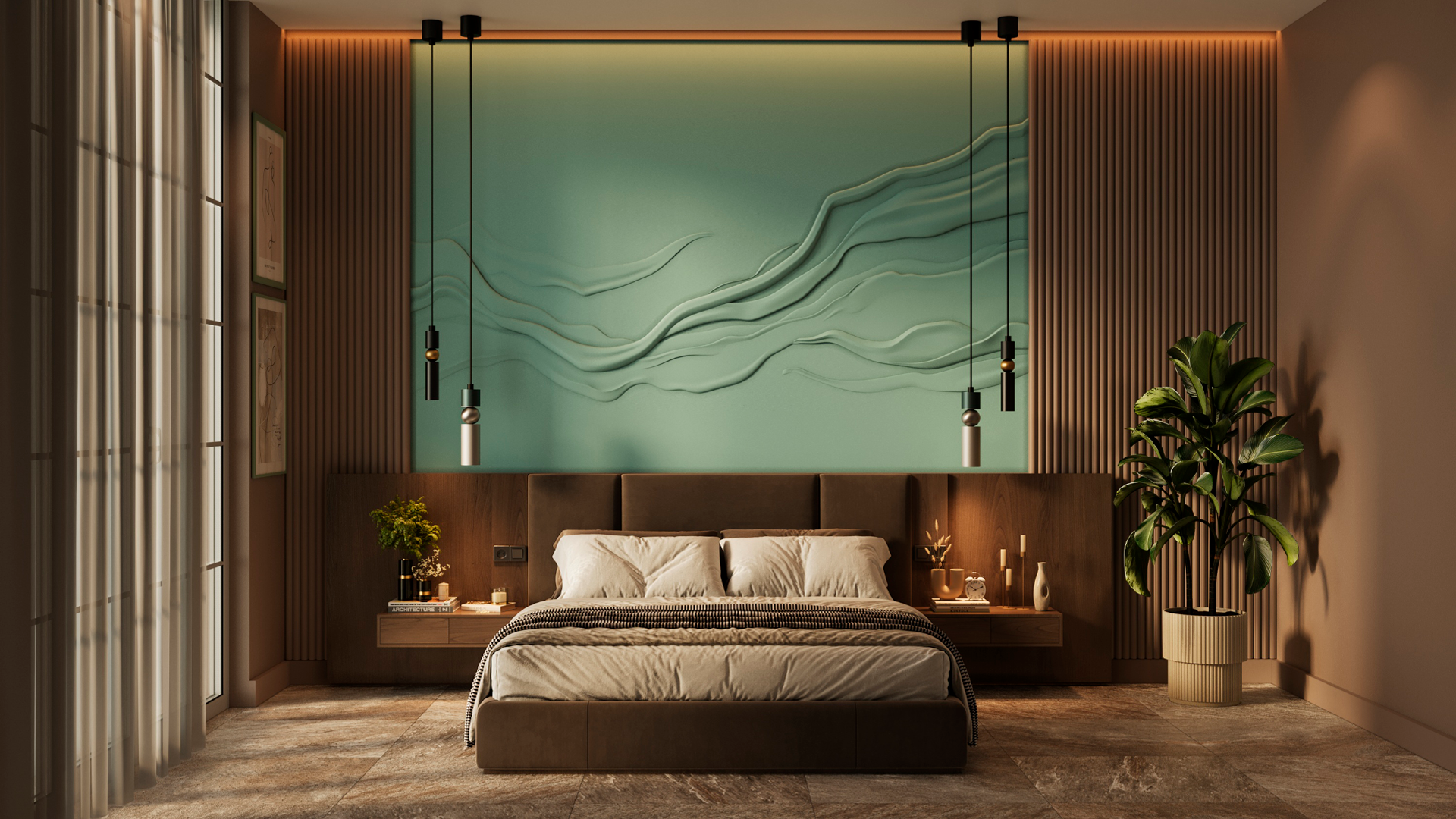 3D Дизайнерское панно из гипса EFIRIUM 1800х4200 мм, 7.56 м2