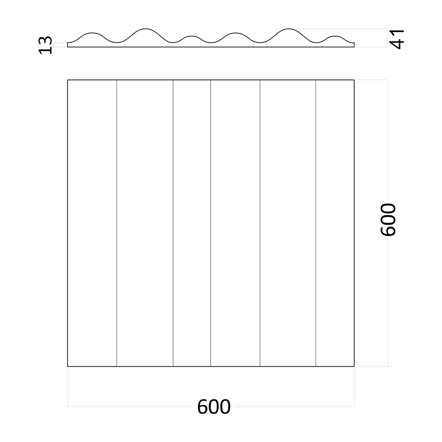 3D Дизайнерская панель из гипса WAVE PLATINUM МАТОВЫЕ 600x600 мм, 0.36 м2