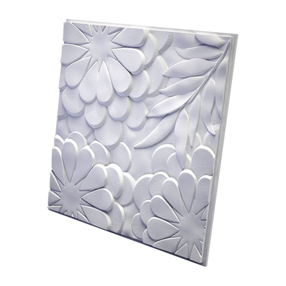 3D Дизайнерская панель из гипса FLORA PLATINUM МАТОВЫЕ 600x600 мм, 0.36 м2