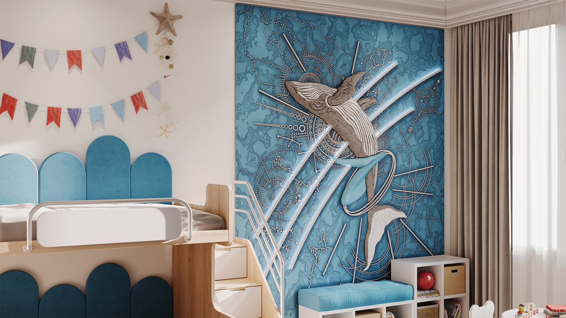 3D Дизайнерское панно из гипса LEVITATION 3000x2400 мм, 7.2 м2