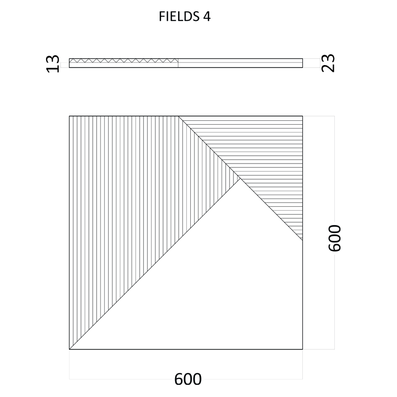 3D Дизайнерская панель из гипса FIELDS-4 PLATINUM МАТОВЫЕ 600x600 мм, 0.36 м2