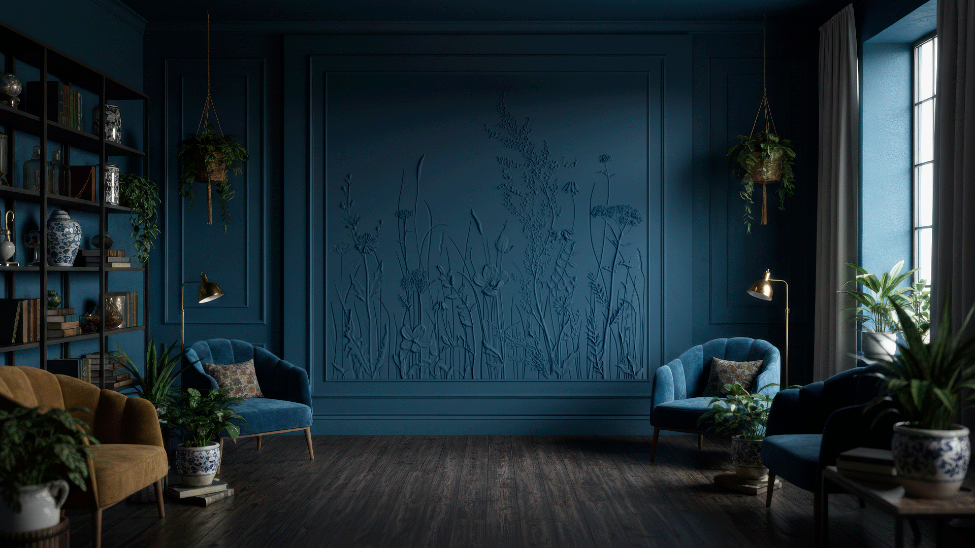 3D Дизайнерское панно из гипса BOTANICA, 3000x3000 мм, 6 м2