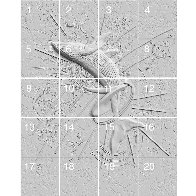 3D Дизайнерское панно из гипса LEVITATION 3000x2400 мм, 7.2 м2