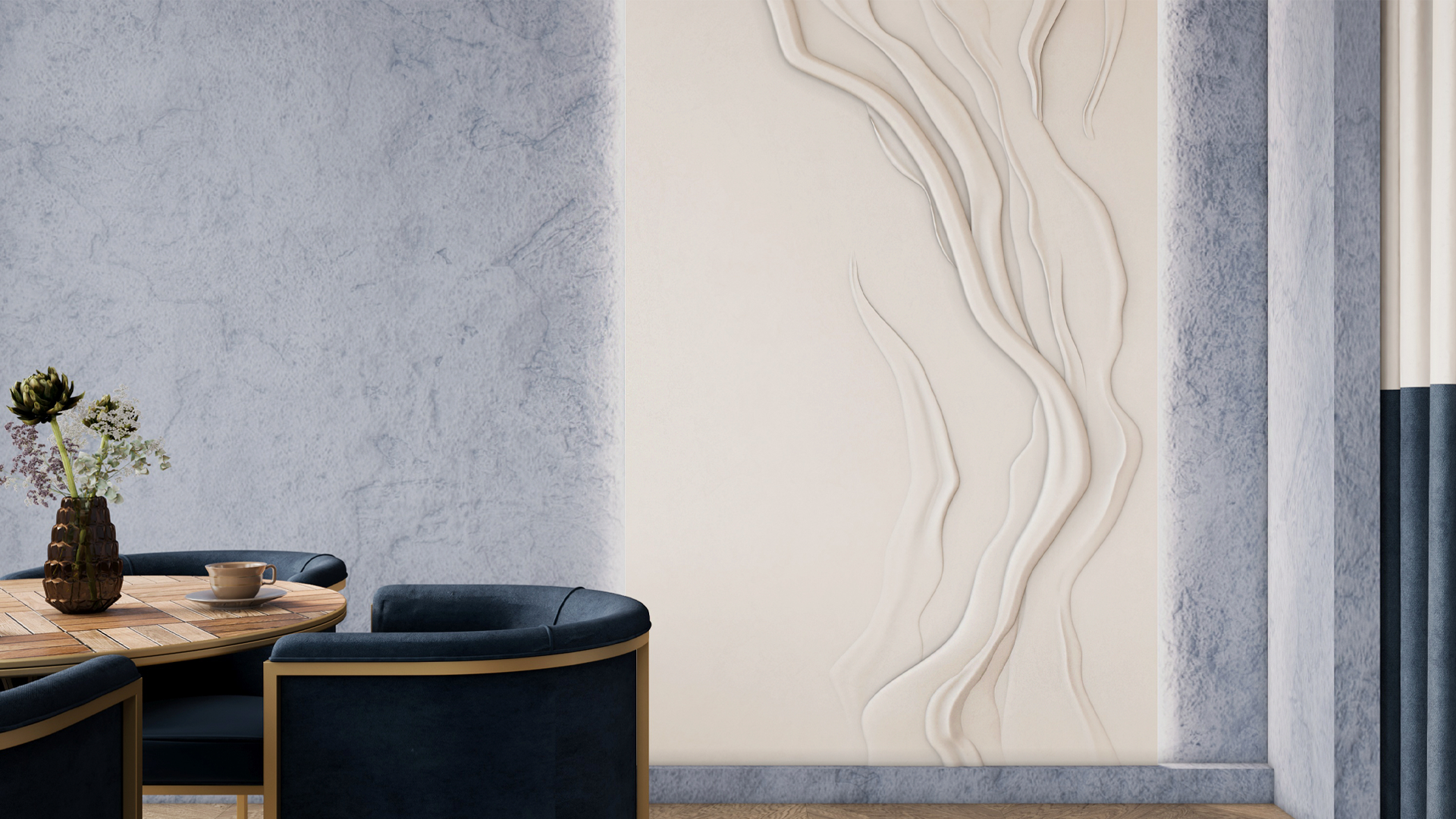 3D Дизайнерское панно из гипса EFIRIUM 1800х4200 мм, 7.56 м2