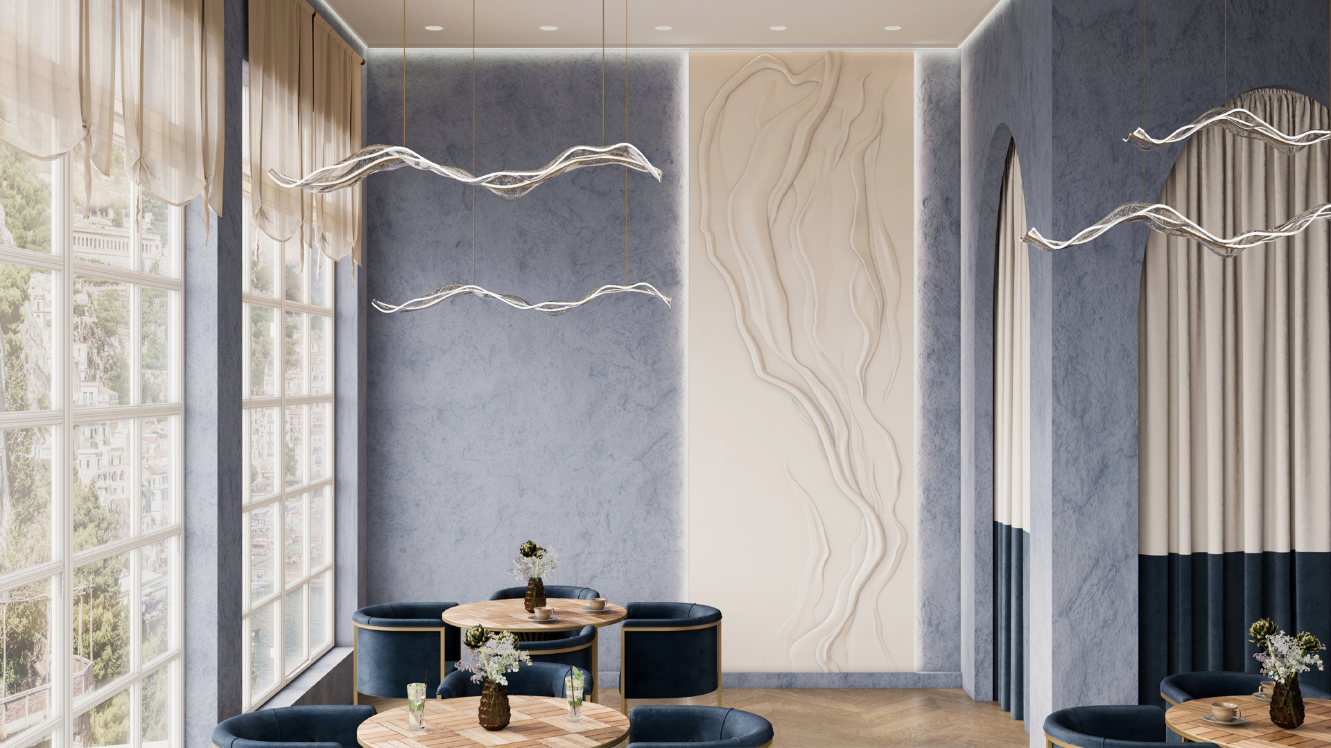 3D Дизайнерское панно из гипса EFIRIUM 1800х4200 мм, 7.56 м2