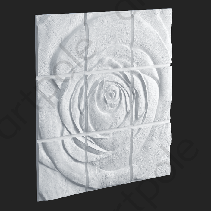 3D Дизайнерское панно из гипса ROSE PLATINUM ГЛЯНЕЦ 1800x1800мм, 3.24м2