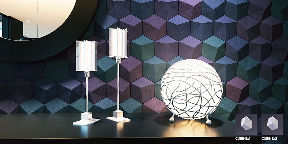 3D Дизайнерская панель из гипса CUBE-Ex2 200x173x29 мм, 0.026м2, 38,5 шт. в 1 м2