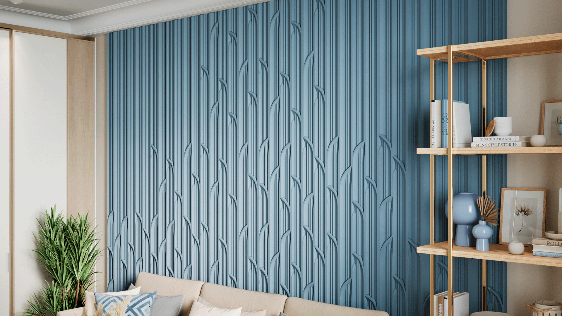 3D Дизайнерская панель из гипса PALMETTE-3  600*600мм, 0,36м2