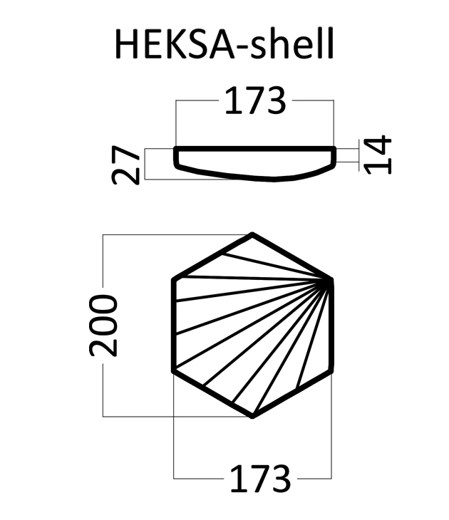 3D Дизайнерская панель из гипса HEKSA-shell 200x173x27 мм, 0.026м2, 38,5 шт. в 1 м2
