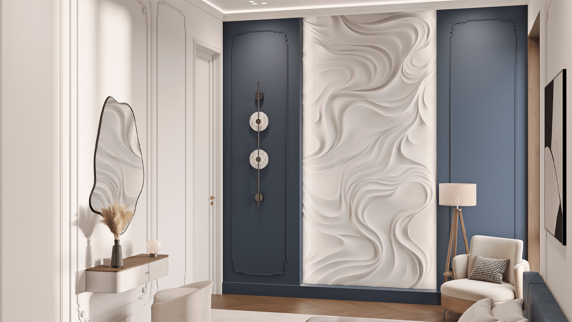 3D Дизайнерское панно из гипса MISTERIO, 3600x1800 мм, 6,48 м2