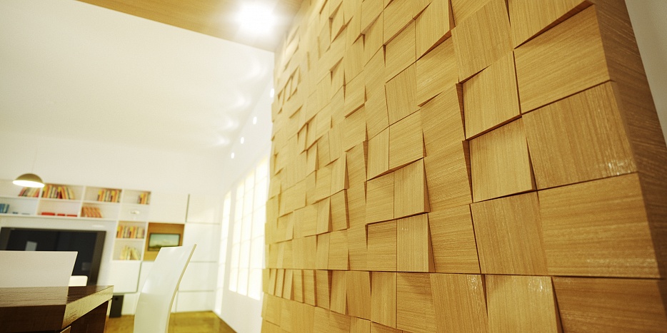 3D Дизайнерская панель из гипса KVADRO-mini 100x100x30 мм, 0.01м2, 100 шт. в 1 м2