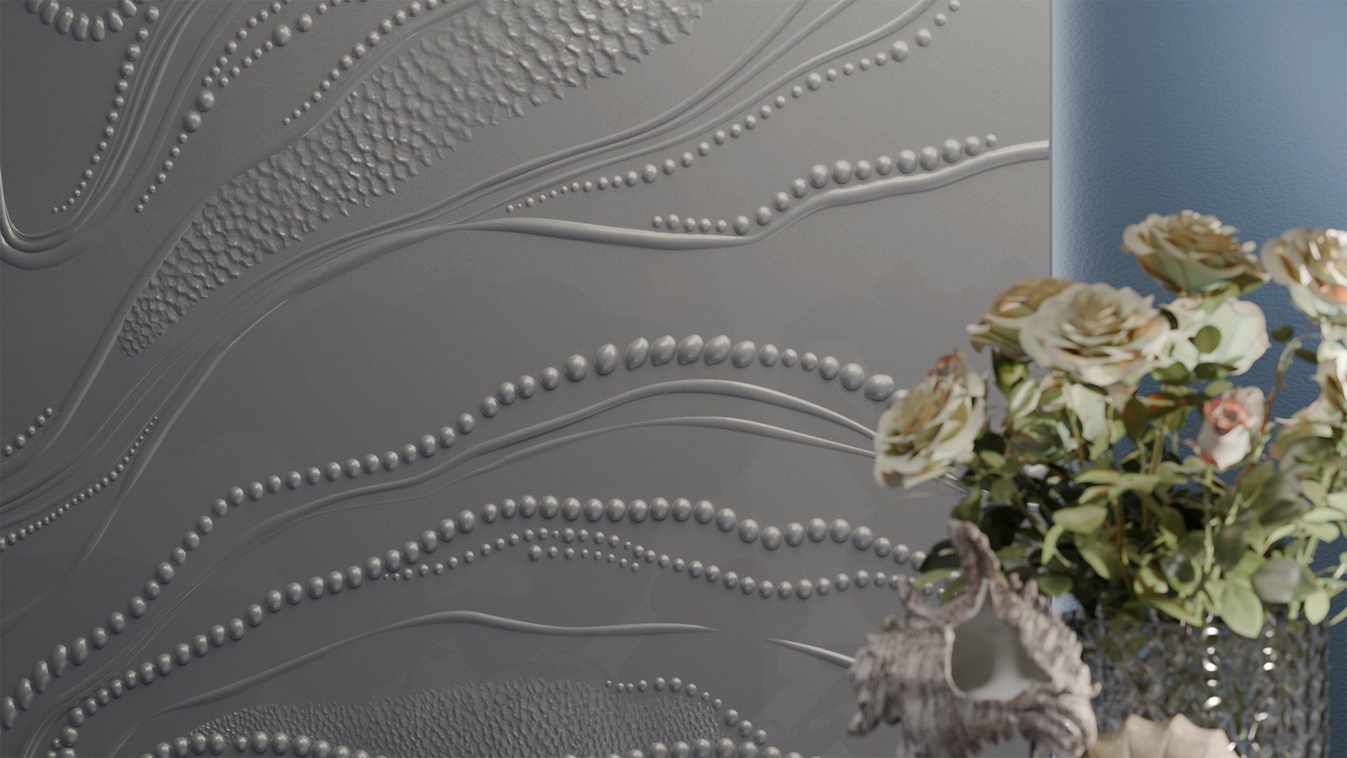 3D Дизайнерская панель из гипса ПАННО PEARLS 2400х1800