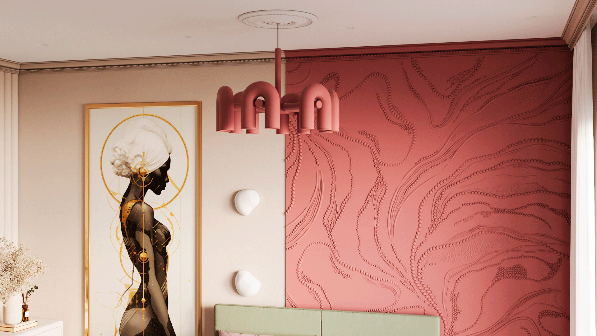 3D Дизайнерская панель из гипса ПАННО PEARLS 2400х1800