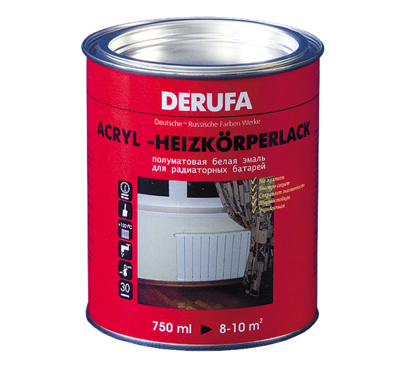 Эмаль DERUFA PROFI "Heizkoperlack" п/м (0,75л)