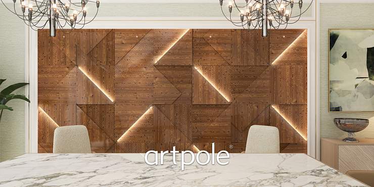 3D Дизайнерская панель из гипса FIELDS-3 PLATINUM МАТОВЫЕ. 600х600мм, 0,36м2