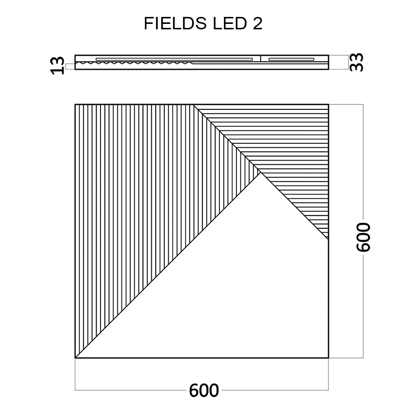 3D Дизайнерская панель из гипса FIELDS LED 2 (нейтральный свет) 600x600 мм, 0.36 м2