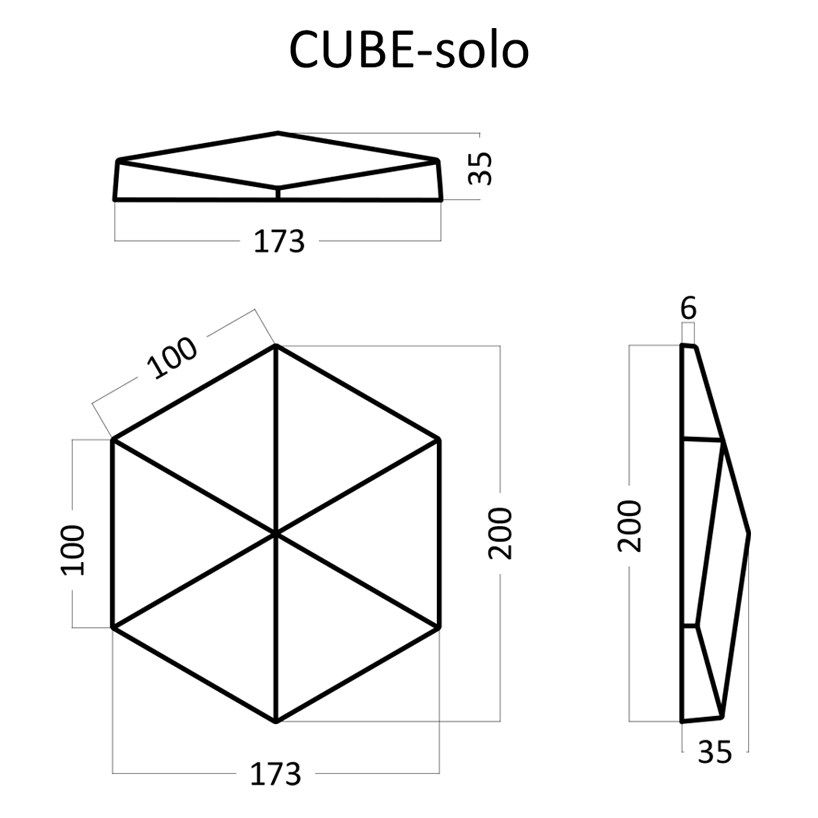 3D Дизайнерская панель из гипса CUBE-Solo 200x173x35 мм, 0.026м2, 38,5 шт. в 1 м2
