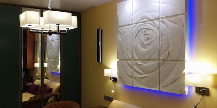 3D Дизайнерское панно из гипса ROSE PLATINUM ГЛЯНЕЦ 1800x1800мм, 3.24м2