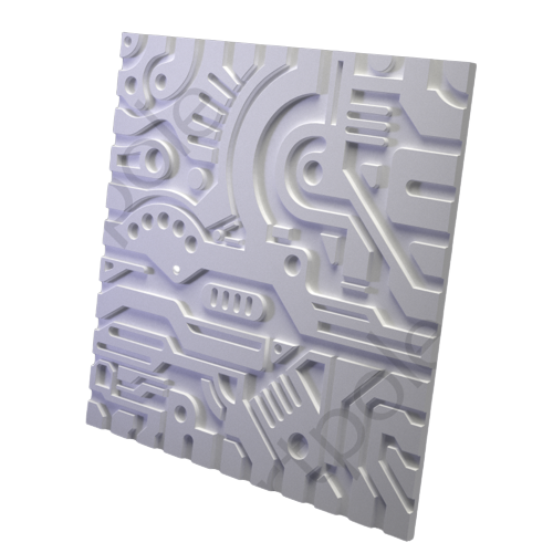 3D Дизайнерская панель из гипса EX-MACHINA B PLATINUM МАТОВЫЕ 600x600 мм, 0.36 м2