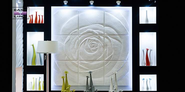 3D Дизайнерское панно из гипса ROSE 1800x1800x47 мм, 3.24 м2