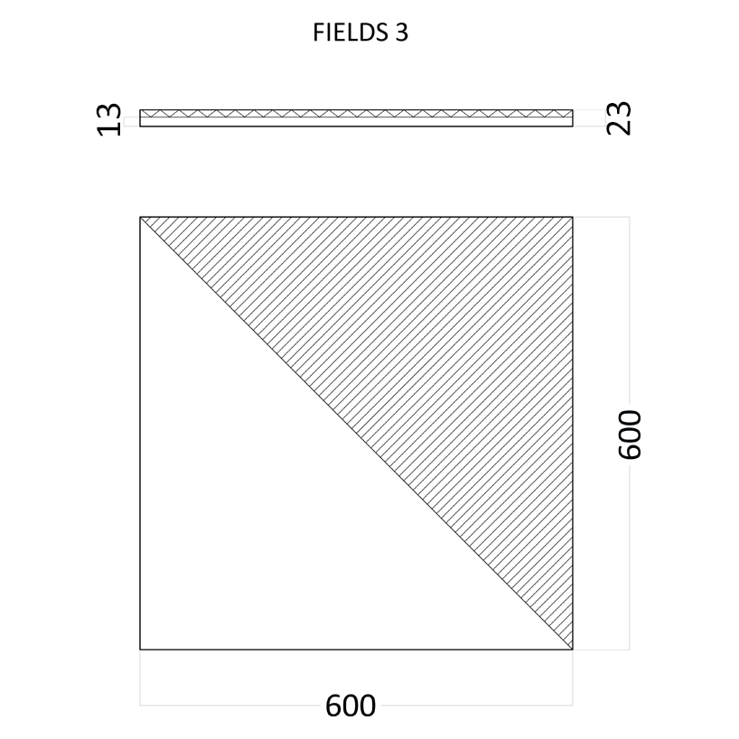 3D Дизайнерская панель из гипса FIELDS-3, 600х600мм, 0.36 m2