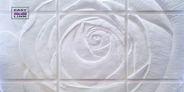 3D Дизайнерское панно из гипса ROSE PLATINUM ГЛЯНЕЦ 1800x1800мм, 3.24м2